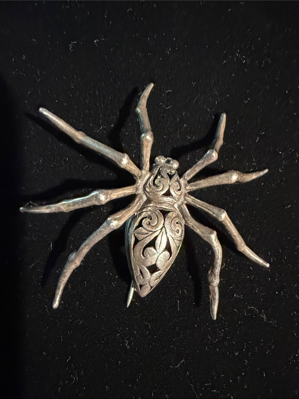Vintage Jezlaine Sterling Silver Spider Brooch